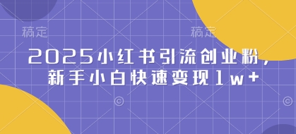 2025小红书引流创业粉，新手小白快速变现1w+